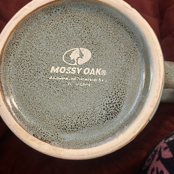 Mossy Oak Deer ceramic coffee mug cup 16 oz 4" buck woods blue teal - Picture 6 of 6